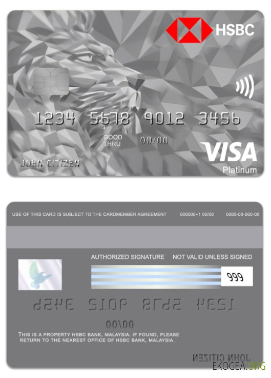 Carte de crédit Visa Platinum de la banque HSBC de Malaisie